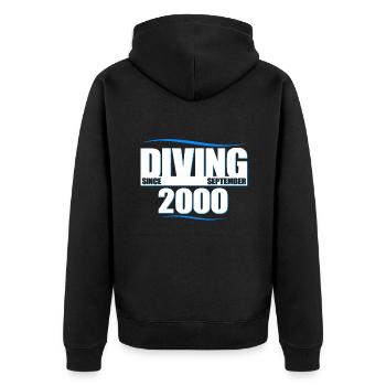 Diver Birthday - Diving since September 2000 - Unisex Premium Organic Zip Hoodie - black - Back - Nico (187cm)