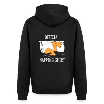 Official Napping Shirt Camel Pajama Sleeping Camel - Unisex Premium Bio Zip Hoodie - Schwarz - Hinten - Nico (187cm)