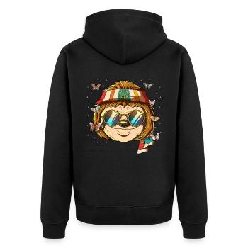 60s 70s Costume Groovy Hippie - Veste à capuche bio Premium Unisexe - noir - Dos - Nico (187cm)