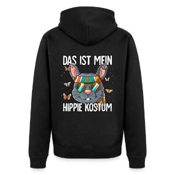 Das Ist Mein Hippie Kostüm 60er 70er Jahre Kostüm - Unisex Premium Bio Zip Hoodie - Schwarz - Hinten - Nico (187cm)