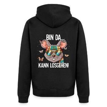 Bin Da Kann Losgehen Hippie Goa Rave - Unisex Premium Bio Zip Hoodie - Schwarz - Hinten - Nico (187cm)