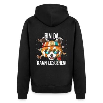 Bin Da Kann Losgehen Hippie Goa Rave - Unisex Premium Bio Zip Hoodie - Schwarz - Hinten - Nico (187cm)