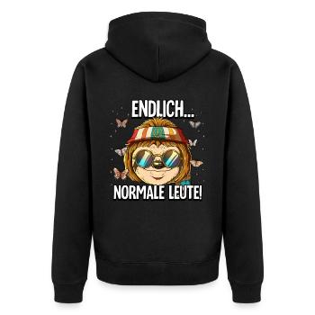 Endlich Normale Leute Hippie Goa Rave - Unisex Premium Bio Zip Hoodie - Schwarz - Hinten - Nico (187cm)