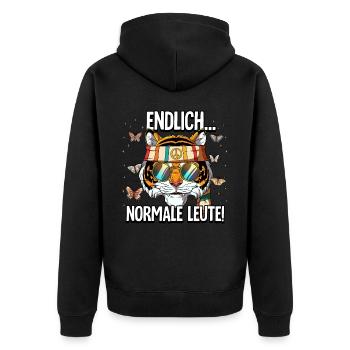 Endlich Normale Leute Hippie Goa Rave - Unisex Premium Bio Zip Hoodie - Schwarz - Hinten - Nico (187cm)