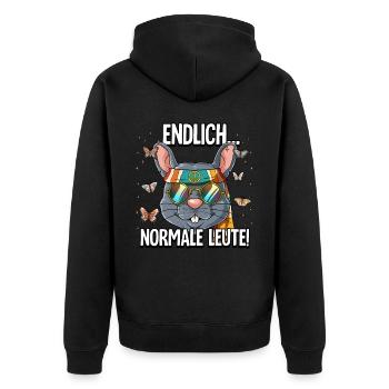 Endlich Normale Leute Hippie Goa Rave - Unisex Premium Bio Zip Hoodie - Schwarz - Hinten - Nico (187cm)
