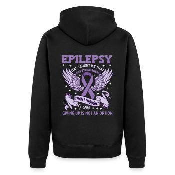 Epilepsy Warrior - Unisex Premium Organic Zip Hoodie - black - Back - Nico (187cm)