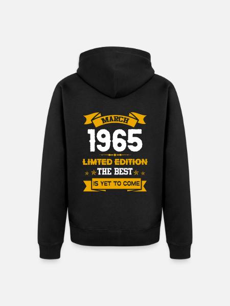March 1965 Birthday present - Unisex Premium Organic Zip Hoodie - black