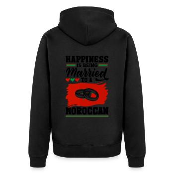 Le bonheur du drapeau marocain est marié à un - Veste à capuche bio Premium Unisexe - noir - Dos - Nico (187cm)