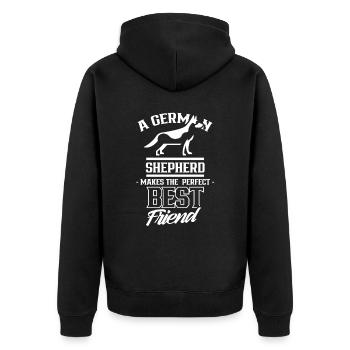 German Shepherd is perfect best friend - Unisex Premium Organic Zip Hoodie - black - Back - Nico (187cm)