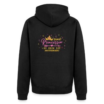 Prinzessin Witzig - Unisex Premium Bio Zip Hoodie - Schwarz - Hinten - Nico (187cm)