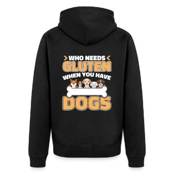 Glutenfrei Hunde - Unisex Premium Bio Zip Hoodie - Schwarz - Hinten - Nico (187cm)