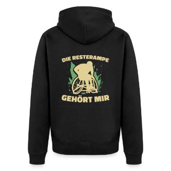 Rollstuhl Rollstuhlfahrer Lustig - Unisex Premium Bio Zip Hoodie - Schwarz - Hinten - Nico (187cm)