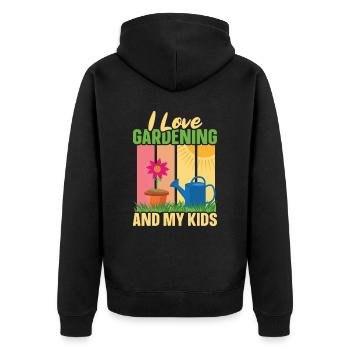 Hobbygärtner Garten Mutter Gärtnerische Mama - Unisex Premium Bio Zip Hoodie - Schwarz - Hinten - Nico (187cm)