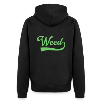 Weed lettering - Unisex Premium Organic Zip Hoodie - black - Back - Nico (187cm)