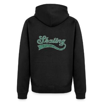 Skaten Schriftzug - Unisex Premium Bio Zip Hoodie - Schwarz - Hinten - Nico (187cm)