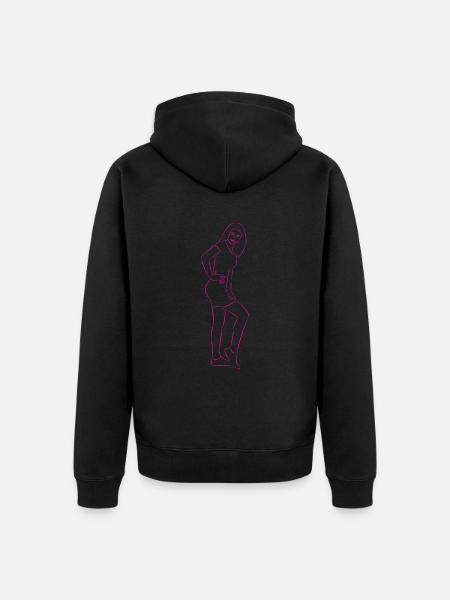 hübsche Frau gezeichnet - Unisex Premium Bio Zip Hoodie - Schwarz