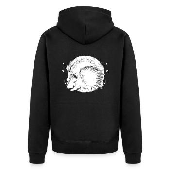 Stachelschwein Blumen - Unisex Premium Bio Zip Hoodie - Schwarz - Hinten - Nico (187cm)