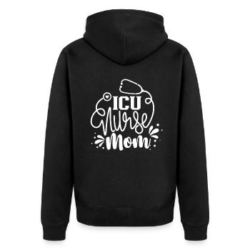 Intensive Care Nurse Mama Intensive Care - Unisex Premium Organic Zip Hoodie - black - Back - Nico (187cm)