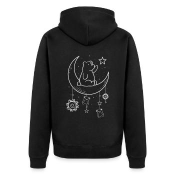 Bohemian Aesthetic Kawaii Bear Celestial - Unisex Premium Organic Zip Hoodie - black - Back - Nico (187cm)