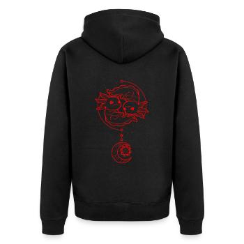 Bohemian Aesthetic Kawaii Axolotl Ying Yang - Unisex Premium Organic Zip Hoodie - black - Back - Nico (187cm)