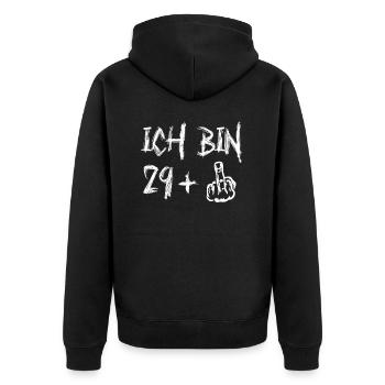 30. Geburtstag Ich Bin 29+ Provokantes - Unisex Premium Bio Zip Hoodie - Schwarz - Hinten - Nico (187cm)