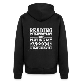Holzblasinstrument Und Orchester Holzbläser - Unisex Premium Bio Zip Hoodie - Schwarz - Hinten - Nico (187cm)