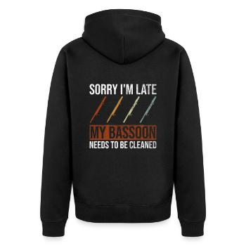 Fagott Fagottspieler - Unisex Premium Bio Zip Hoodie - Schwarz - Hinten - Nico (187cm)