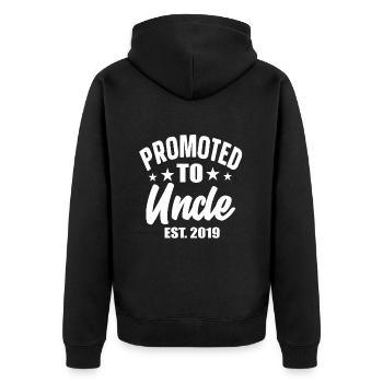 Promoted To Uncle est 2019 - Unisex Premium Bio Zip Hoodie - Schwarz - Hinten - Nico (187cm)