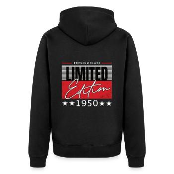 Limited Edition 1950 - Unisex Premium Bio Zip Hoodie - Schwarz - Hinten - Nico (187cm)