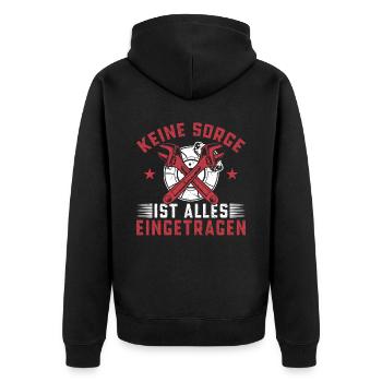 Keine Sorge , ist alles Eingetragen Tuner Tuning - Unisex Premium Bio Zip Hoodie - Schwarz - Hinten - Nico (187cm)