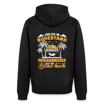 Ruhestand Lustig für Programmierer Rentner - Unisex Premium Bio Zip Hoodie - Schwarz - Hinten - Nico (187cm)