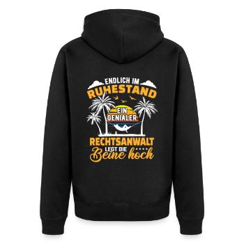 Ruhestand Lustig für Rechtsanwalt Rentner Abschied - Unisex Premium Bio Zip Hoodie - Schwarz - Hinten - Nico (187cm)