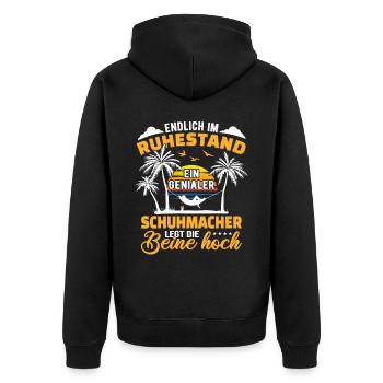 Ruhestand Lustig für Schuhmacher Rentner Abschied - Unisex Premium Bio Zip Hoodie - Schwarz - Hinten - Nico (187cm)