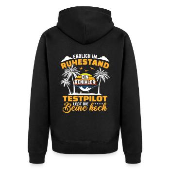 Ruhestand Lustig für Testpilot Rentner Abschied - Unisex Premium Bio Zip Hoodie - Schwarz - Hinten - Nico (187cm)
