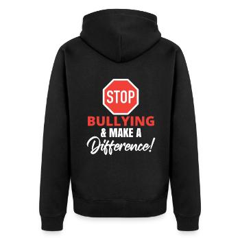 National Bully Awareness Month Anti-Mobbing - Unisex Premium Bio Zip Hoodie - Schwarz - Hinten - Nico (187cm)