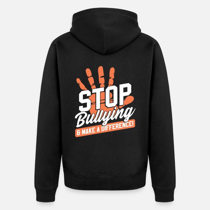 Anti-Mobbing Orange Mobbing Bewusstsein - Unisex Premium Bio Zip Hoodie - Schwarz