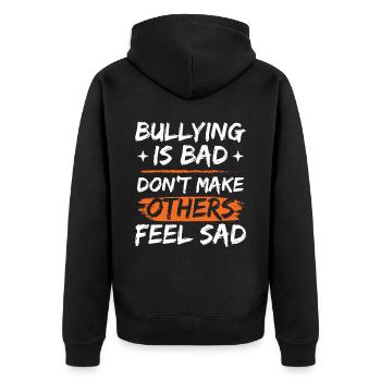 Anti-Mobbing-Bewusstsein Mobbing-Präventionsmonat - Unisex Premium Bio Zip Hoodie - Schwarz - Hinten - Nico (187cm)