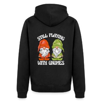 Gartenzwerge Gartenzwerge Still Playing Gnomes - Unisex Premium Bio Zip Hoodie - Schwarz - Hinten - Nico (187cm)