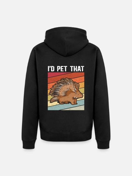 Stachelschweine Stachelschwein Geschenk - Unisex Premium Bio Zip Hoodie - Schwarz