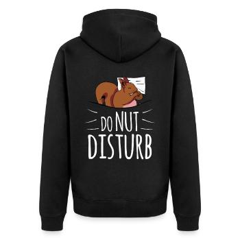 Squirrel Sleep Bed Tired Squirrel - Unisex Premium Organic Zip Hoodie - black - Back - Nico (187cm)