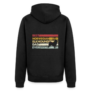 Bester Vater Aller Zeiten - Norwegischer Elchhund - Unisex Premium Bio Zip Hoodie - Schwarz - Hinten - Nico (187cm)