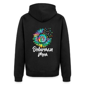 Doberman Mom Tournesols Doberman Pinscher Chien - Veste à capuche bio Premium Unisexe - noir - Dos - Nico (187cm)