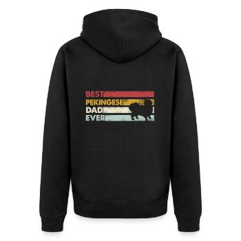 Bester Vater Aller Zeiten - Pekinese - Unisex Premium Bio Zip Hoodie - Schwarz - Hinten - Nico (187cm)