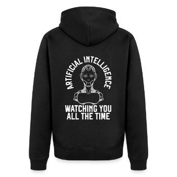L’intelligence artificielle vous surveille tout le temps - Veste à capuche bio Premium Unisexe - noir - Dos - Nico (187cm)