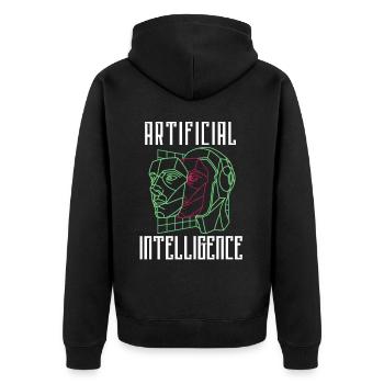 Deep Learning KI Künstliche Intelligenz Robotik - Unisex Premium Bio Zip Hoodie - Schwarz - Hinten - Nico (187cm)