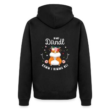 In Mei Dirndl Kumm I Nimma Nei Tracht Ersatz - Unisex Premium Bio Zip Hoodie - Schwarz - Hinten - Nico (187cm)