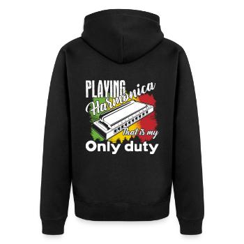 Harmonica Playing Harmonica Is My Duty - Unisex Premium Organic Zip Hoodie - black - Back - Nico (187cm)