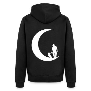 Croissant de Lune - Homme avec chien - - Veste à capuche bio Premium Unisexe - noir - Dos - Nico (187cm)