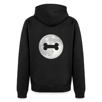 Vollmond - Hundeknochen - - Unisex Premium Bio Zip Hoodie - Schwarz - Hinten - Nico (187cm)