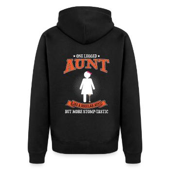 Beinprothesendesign und Beinprothesen - Unisex Premium Bio Zip Hoodie - Schwarz - Hinten - Nico (187cm)